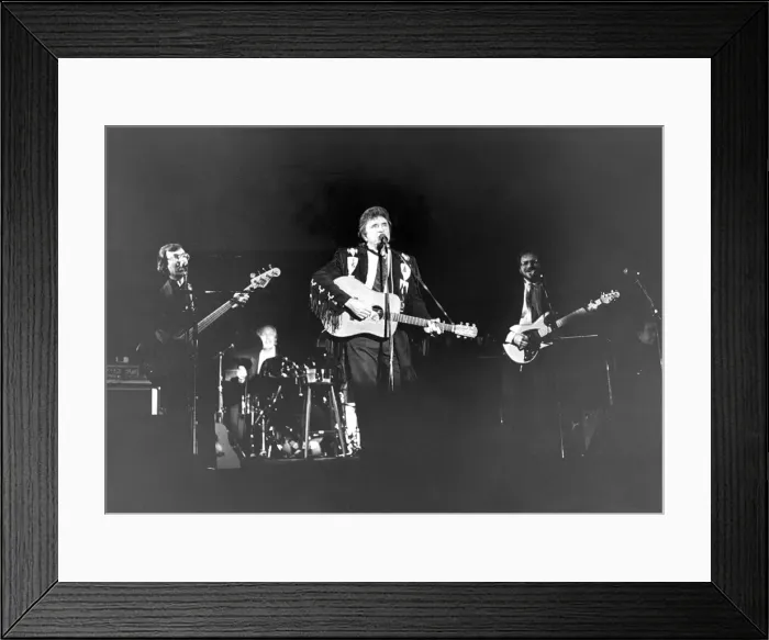 Framed Print : Lib - Country and Western singer Johnny Cash performing at Bents Park