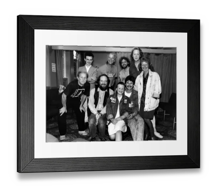 Framed Print : Lib - Fans Malcolm Stewart, seated front right, with Helen and daughter Lindsey