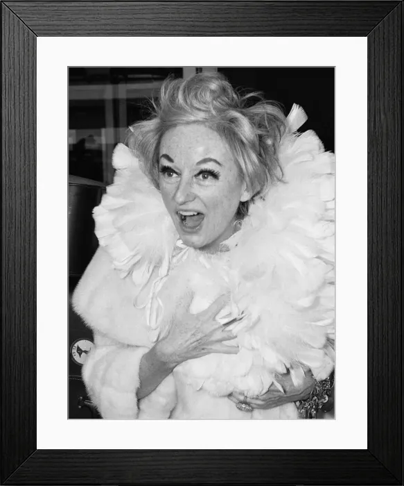 Framed Print : Comedienne Phyllis Diller seen here arriving at London Framed Print : Comedienne Phyllis Diller seen here arriving at London