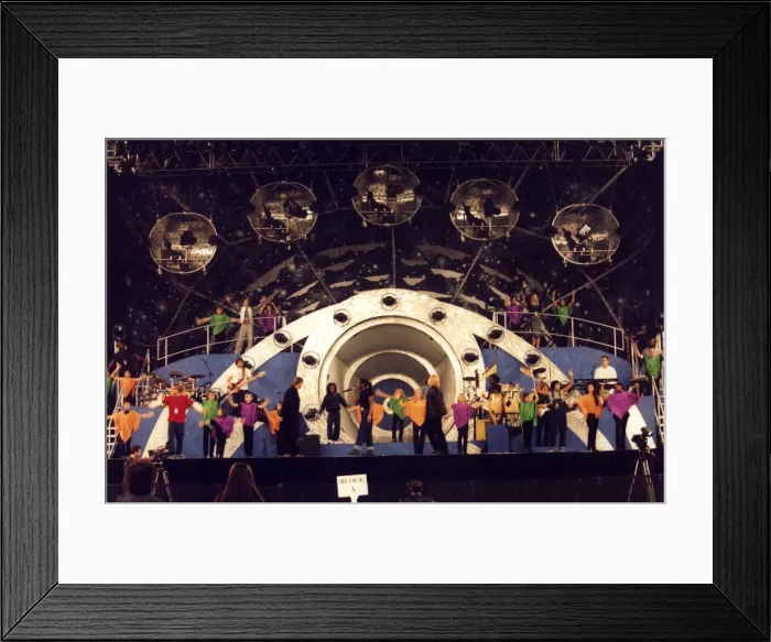 Framed Print : Young dancers from Newcastle perform with Boyzone during their concert at the Newcastle Framed Print : Young dancers from Newcastle perform with Boyzone during their concert at the Newcastle