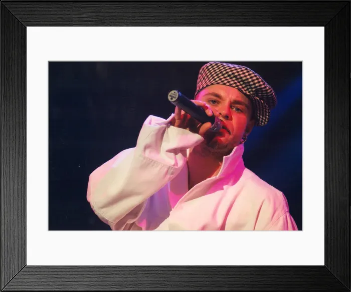 Framed Print : Brian Harvey of pop group East 17 in concert at the Whitley Bay Ice Rink, June 27, 1995 Framed Print : Brian Harvey of pop group East 17 in concert at the Whitley Bay Ice Rink, June 27, 1995