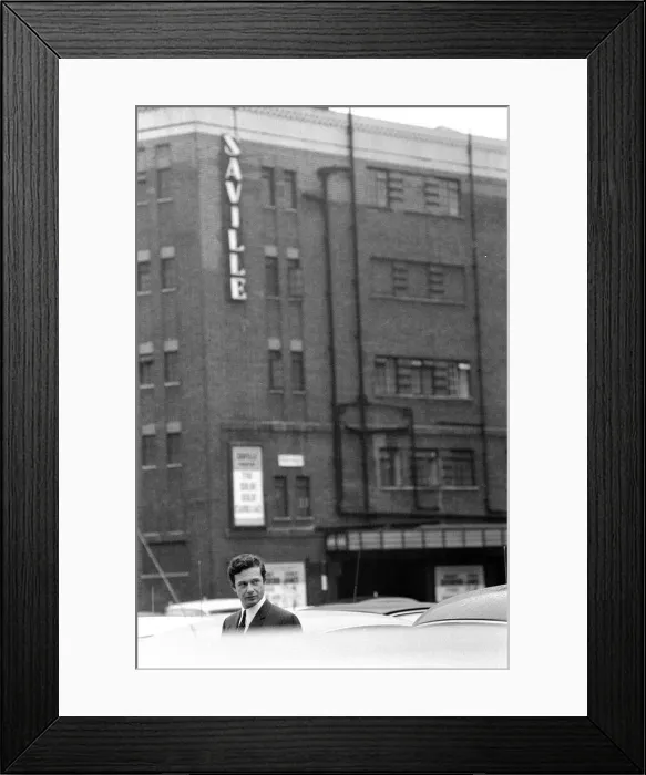 Framed Print : Brian Epstein pictured outside The Saville Theatre, Shaftsbury Avenue, London