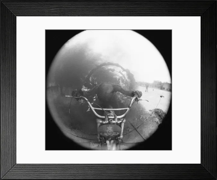 Framed Print : Bombardier Derek Shipley of the Royal Artillery Motorcycle Display Team seen here