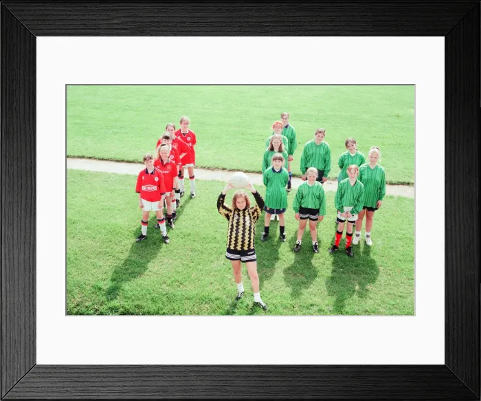Framed Print : Newlands School, Middlesbrough, 7th June1996. Pictured, Newlands School Girls Football Framed Print : Newlands School, Middlesbrough, 7th June1996. Pictured, Newlands School Girls Football