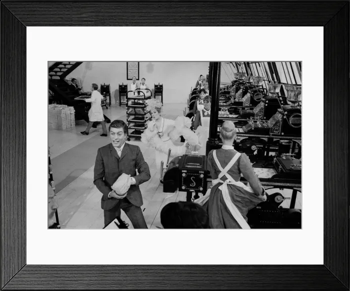 Framed Print : Dick Van Dyke and Sally Ann Howes (behind) filming a scene for Chitty Chitty Bang Bang Framed Print : Dick Van Dyke and Sally Ann Howes (behind) filming a scene for Chitty Chitty Bang Bang