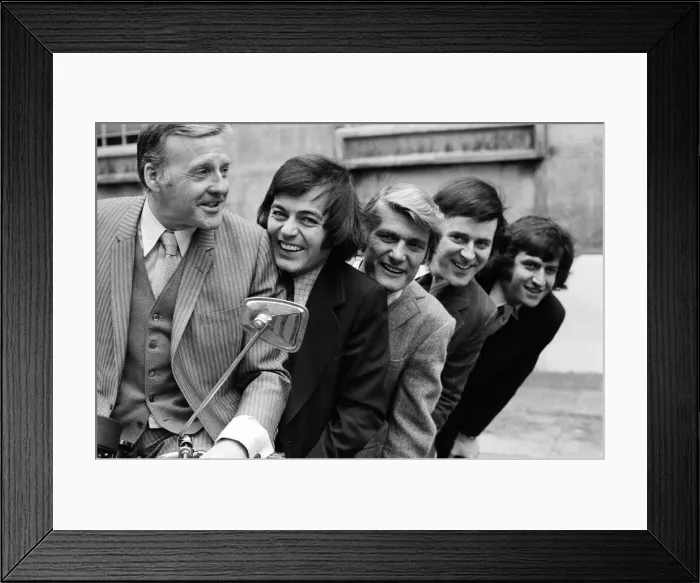 Framed Print : Five BBC Radio DJs will be having a very happy New Year because they have just Framed Print : Five BBC Radio DJs will be having a very happy New Year because they have just