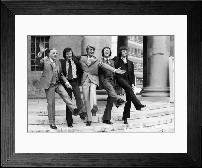 Framed Print : Five BBC Radio DJs will be having a very happy New Year because they have just Framed Print : Five BBC Radio DJs will be having a very happy New Year because they have just