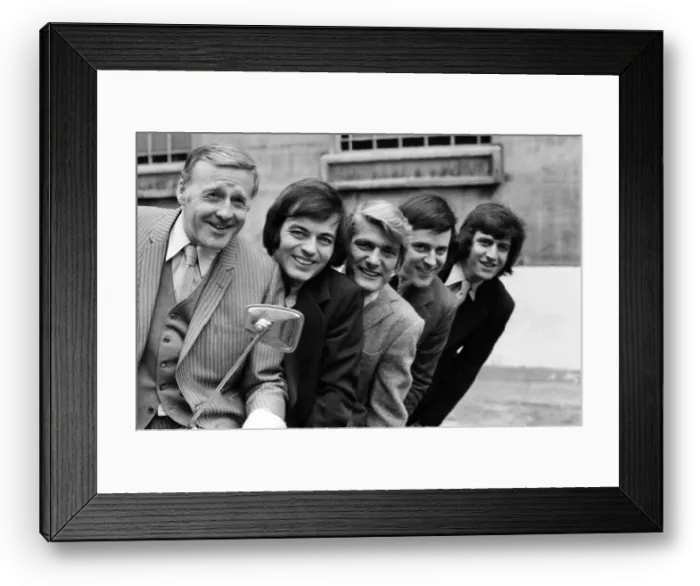 Framed Print : Five BBC Radio DJs will be having a very happy New Year because they have just Framed Print : Five BBC Radio DJs will be having a very happy New Year because they have just