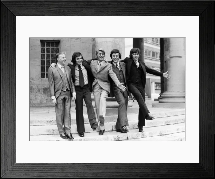 Framed Print : Five BBC Radio DJs will be having a very happy New Year because they have just Framed Print : Five BBC Radio DJs will be having a very happy New Year because they have just