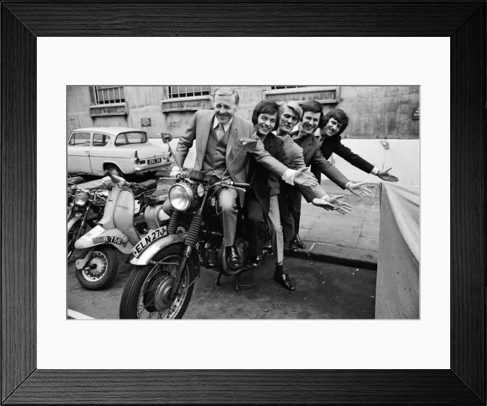 Framed Print : Five BBC Radio DJs will be having a very happy New Year because they have just Framed Print : Five BBC Radio DJs will be having a very happy New Year because they have just