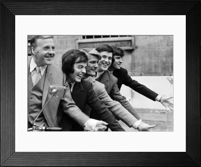Framed Print : Five BBC Radio DJs will be having a very happy New Year because they have just Framed Print : Five BBC Radio DJs will be having a very happy New Year because they have just