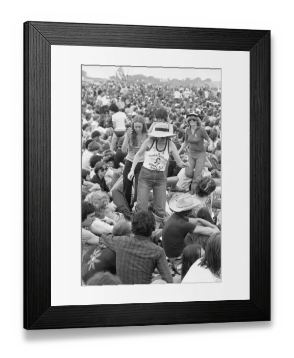 Framed Print : Music fans at The Picnic pop concert at Blackbushe Aerodrome 15th July 1978 Framed Print : Music fans at The Picnic pop concert at Blackbushe Aerodrome 15th July 1978