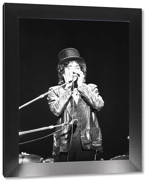 Bob Dylan seen here performing on stage at The Picnic concert at Blackbushe Aerodrome