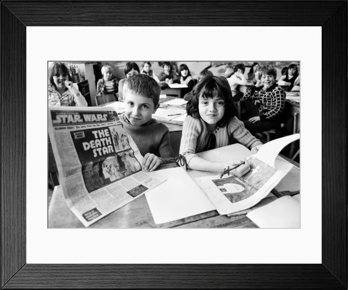Framed Print : Schoolchildren take part in a special Star Wars Class, Birmingham, 27th February 1978