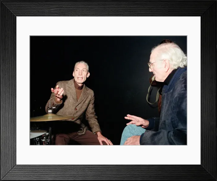 Framed Print : Charlie Watts, The Rolling Stones drummer (left), at Ronnie Scott s Framed Print : Charlie Watts, The Rolling Stones drummer (left), at Ronnie Scott s