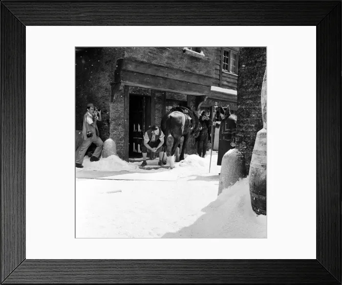 Framed Print : Filming of Oliver! at Shepperton studios. The scene which should have been shot in mid Framed Print : Filming of Oliver! at Shepperton studios. The scene which should have been shot in mid