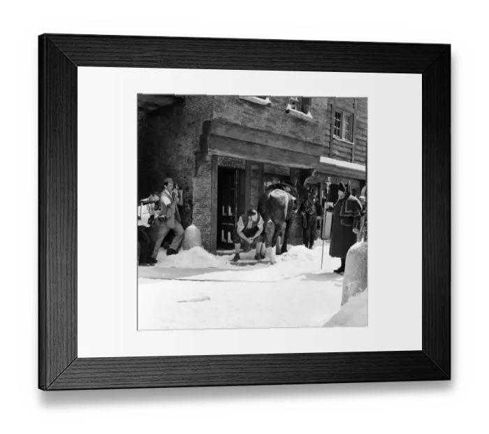 Framed Print : Filming of Oliver! at Shepperton studios. The scene which should have been shot in mid Framed Print : Filming of Oliver! at Shepperton studios. The scene which should have been shot in mid