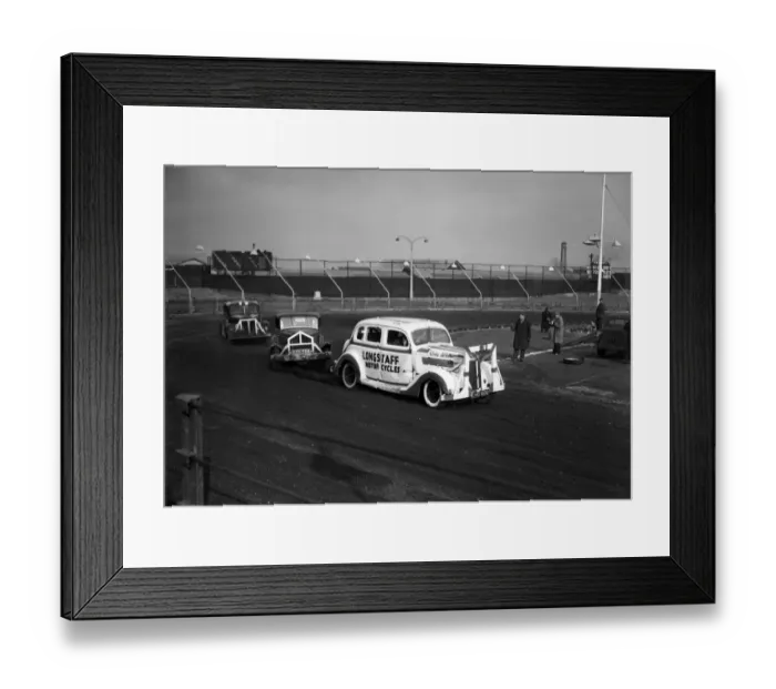Framed Print : Stock Car Racing, practice session, New Cross Stadium, Hornshay Street, Old Kent Road