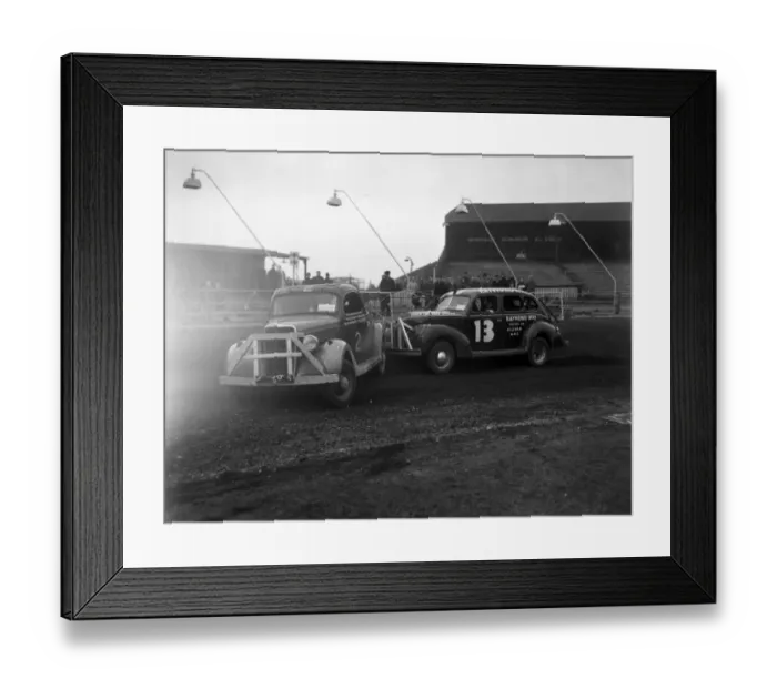 Framed Print : Stock Car Racing, practice session, New Cross Stadium, Hornshay Street, Old Kent Road