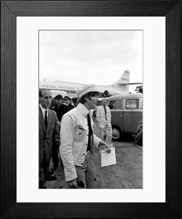 Framed Print : The Beatles return to England, from Spain, London Heathrow Airport, Sunday 4th July 1965
