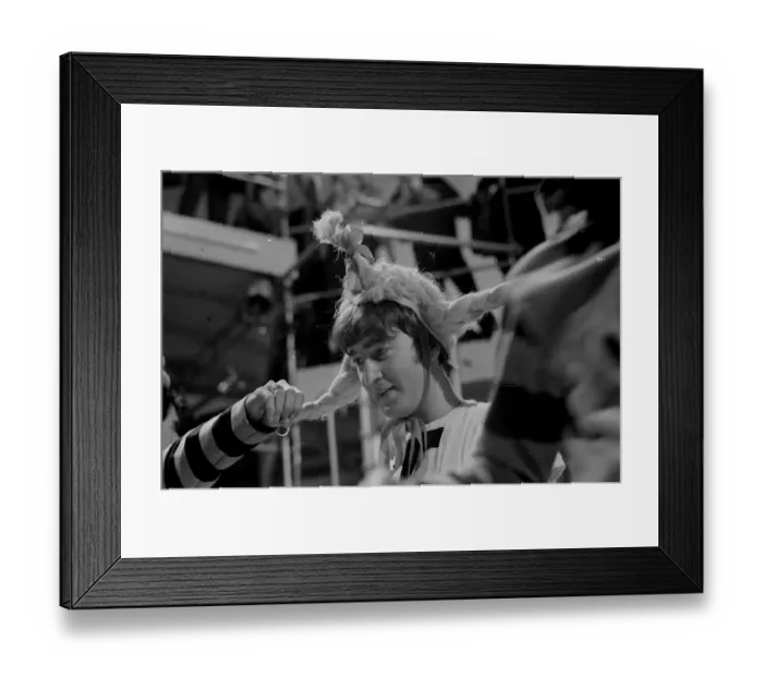 Framed Print : John Lennon from The Beatles rehearsing for the filming of Framed Print : John Lennon from The Beatles rehearsing for the filming of