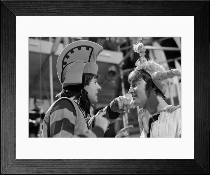 Framed Print : Paul McCartney and John Lennon from The Beatles rehearsing for the filming of Framed Print : Paul McCartney and John Lennon from The Beatles rehearsing for the filming of