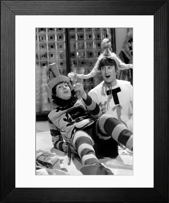 Framed Print : Paul McCartney and John Lennon from The Beatles rehearsing for the filming of Framed Print : Paul McCartney and John Lennon from The Beatles rehearsing for the filming of