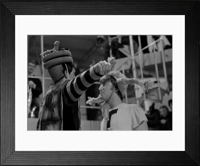 Framed Print : John Lennon from The Beatles rehearsing for the filming of Framed Print : John Lennon from The Beatles rehearsing for the filming of