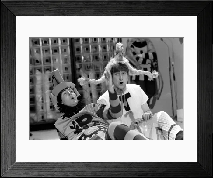 Framed Print : Paul McCartney and John Lennon from The Beatles rehearsing for the filming of Framed Print : Paul McCartney and John Lennon from The Beatles rehearsing for the filming of