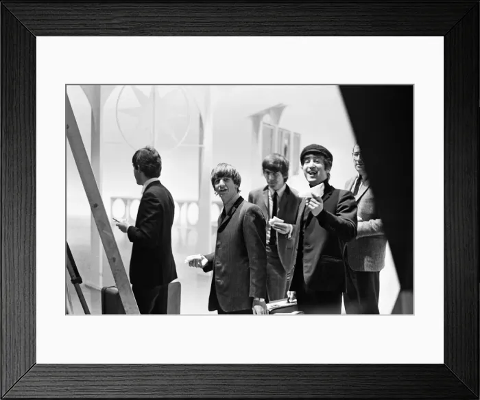 Framed Print : The Beatles, Teddington TV Studios. Break during recording of music Framed Print : The Beatles, Teddington TV Studios. Break during recording of music