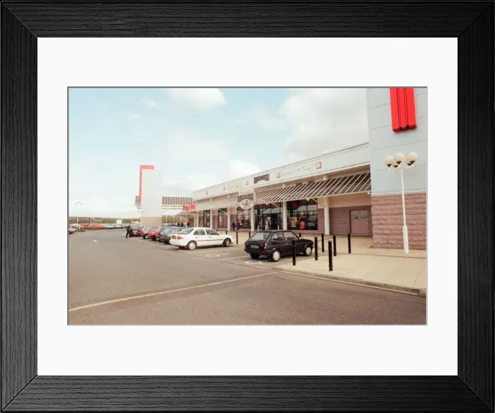 Framed Print : Teesside Retail Park and Leisure Centre, split between the unity authorities of Framed Print : Teesside Retail Park and Leisure Centre, split between the unity authorities of