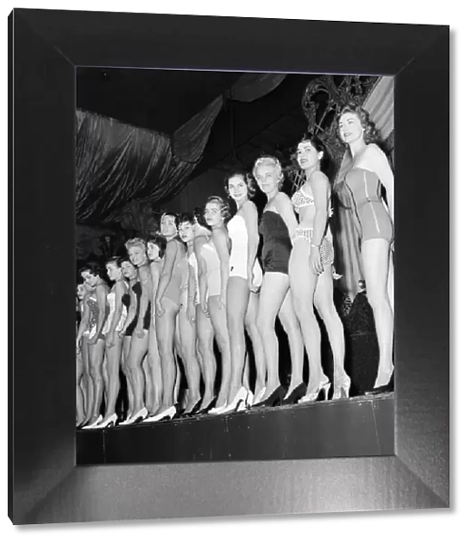 1958 Miss World Beauty Contestants pictured during rehearsals, Lyceum Theatre, London