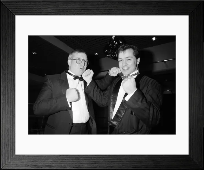 Framed Print : A benefit evening for Kostas Petrou (right) at The Albany saw him shaping up to Paddy
