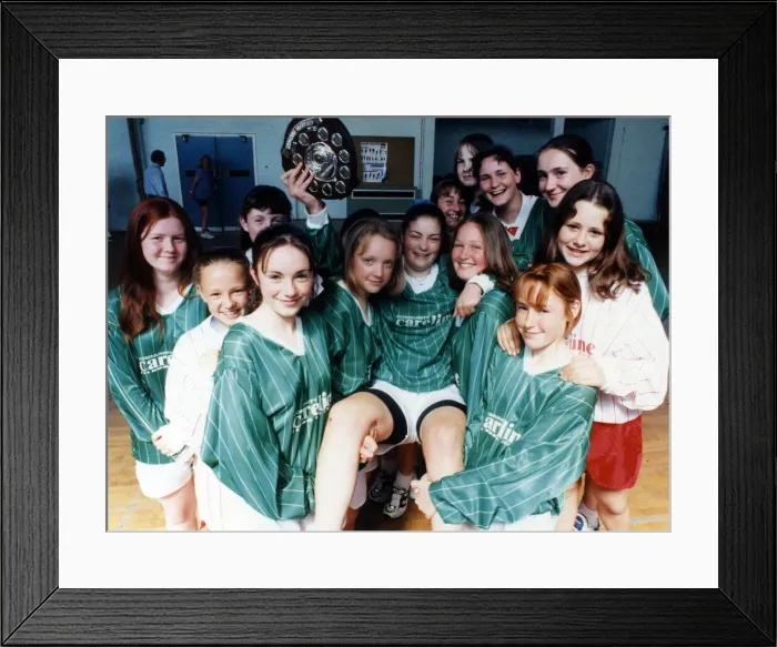 Framed Print : Newlands School, Middlesbrough, 2nd May 1997. Pictured, Under 14s Girls Football Team Framed Print : Newlands School, Middlesbrough, 2nd May 1997. Pictured, Under 14s Girls Football Team