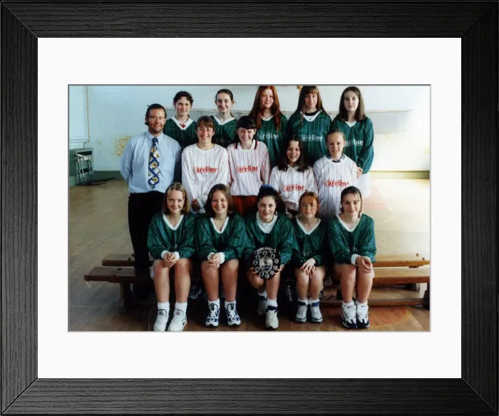 Framed Print : Newlands School, Middlesbrough, 2nd May 1997. Pictured, Under 14s Girls Football Team Framed Print : Newlands School, Middlesbrough, 2nd May 1997. Pictured, Under 14s Girls Football Team