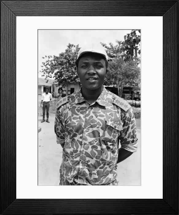 Framed Print : A smiling Biafran soldier seen here during the Biafran conlict