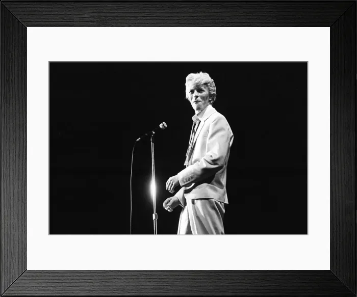 Framed Print : David Bowie performing at the NEC, Birmingham. Serious Moonlight Tour. 5th June 1983 Framed Print : David Bowie performing at the NEC, Birmingham. Serious Moonlight Tour. 5th June 1983