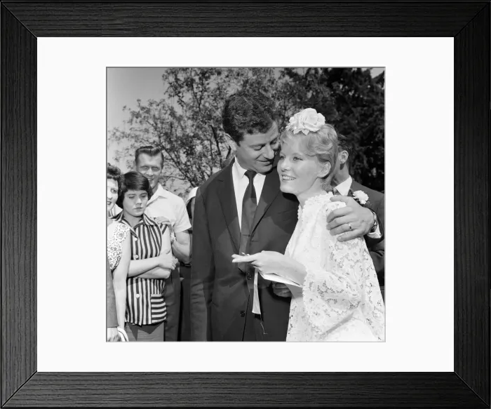 Framed Print : Petula Clark marries Claude Wolff st St Peters Church in Lodsworth, Sussex Framed Print : Petula Clark marries Claude Wolff st St Peters Church in Lodsworth, Sussex