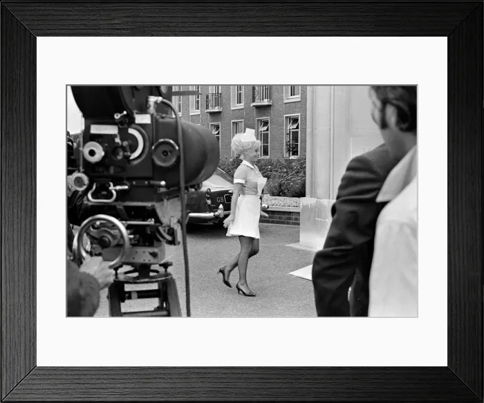 Framed Print : Barbara Windsor on the film set of Carry On Doctor. This scene was filmed Framed Print : Barbara Windsor on the film set of Carry On Doctor. This scene was filmed