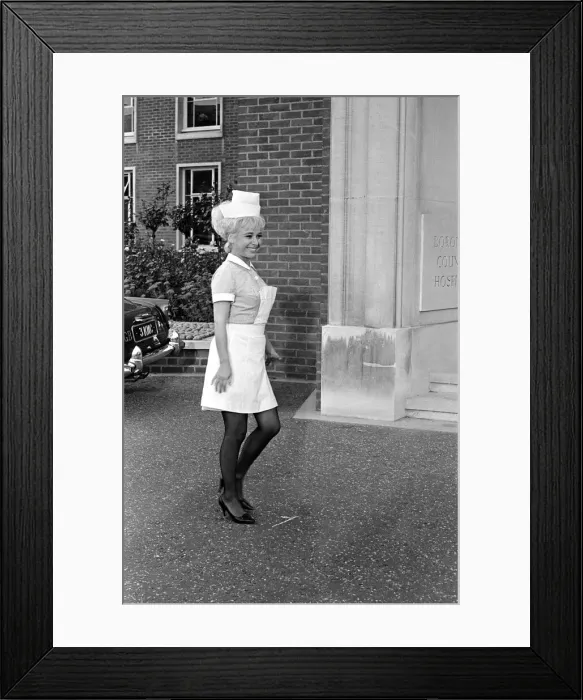 Framed Print : Barbara Windsor on the film set of Carry On Doctor. This scene was filmed Framed Print : Barbara Windsor on the film set of Carry On Doctor. This scene was filmed