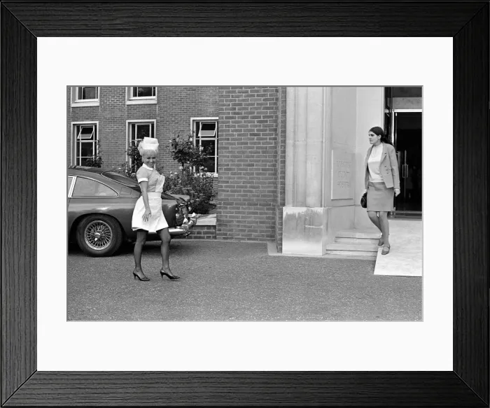 Framed Print : Barbara Windsor on the film set of Carry On Doctor. This scene was filmed