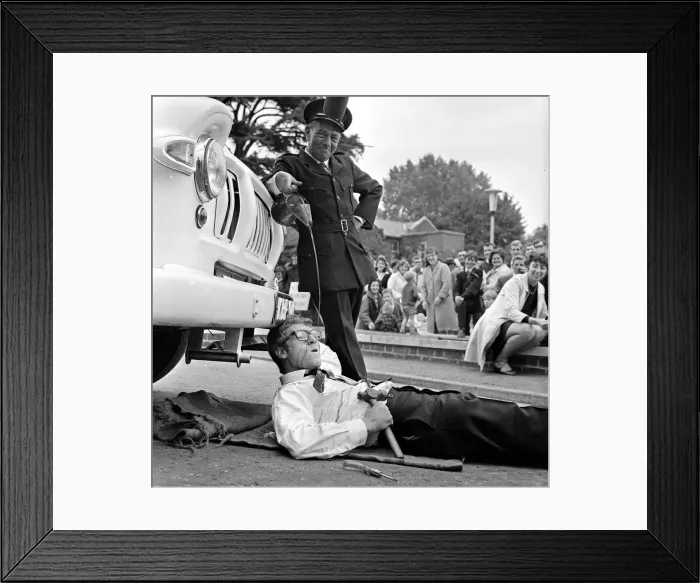 Framed Print : Peter Gilmore, on the floor, on the film set of Carry On Doctor Framed Print : Peter Gilmore, on the floor, on the film set of Carry On Doctor