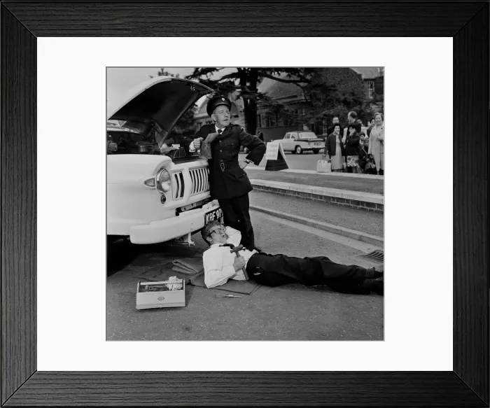 Framed Print : Peter Gilmore, on the floor, on the film set of Carry On Doctor Framed Print : Peter Gilmore, on the floor, on the film set of Carry On Doctor