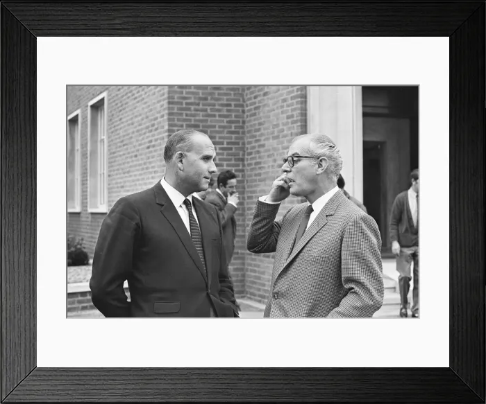 Framed Print : Gerald Thomas (LEFT) (the films director) with Peter Rogers (RIGHT - the films producer Framed Print : Gerald Thomas (LEFT) (the films director) with Peter Rogers (RIGHT - the films producer
