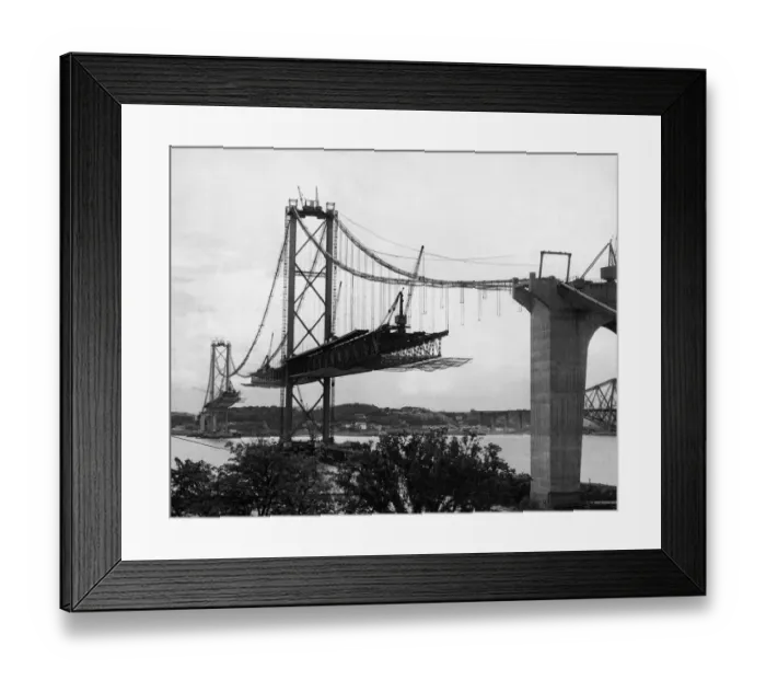 Framed Print : The Forth Road bridge from South Queensferry to North Queensferry, during construction Framed Print : The Forth Road bridge from South Queensferry to North Queensferry, during construction
