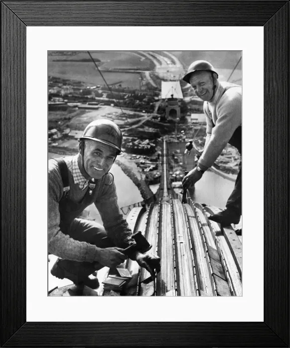 Framed Print : The Forth Road bridge from South Queensferry to North Queensferry, during construction Framed Print : The Forth Road bridge from South Queensferry to North Queensferry, during construction