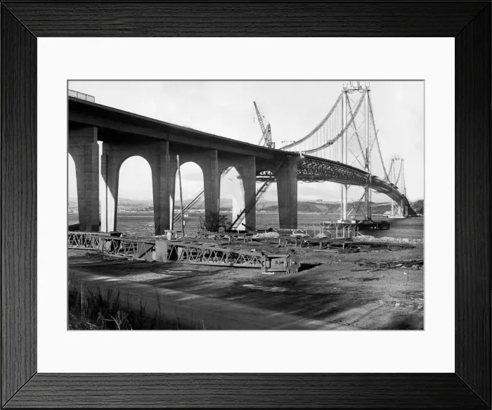 Framed Print : The Forth Road bridge from South Queensferry to North Queensferry, during construction Framed Print : The Forth Road bridge from South Queensferry to North Queensferry, during construction