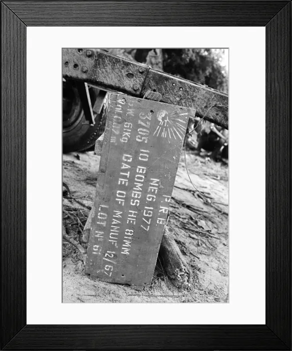Framed Print : Ammunition crate containing bombings during the Biafra conflict. 11th June 1968 Framed Print : Ammunition crate containing bombings during the Biafra conflict. 11th June 1968