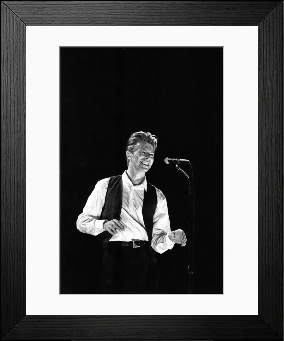 Framed Print : David Bowie on stage at the Birmingham NEC during the first leg of his Sound