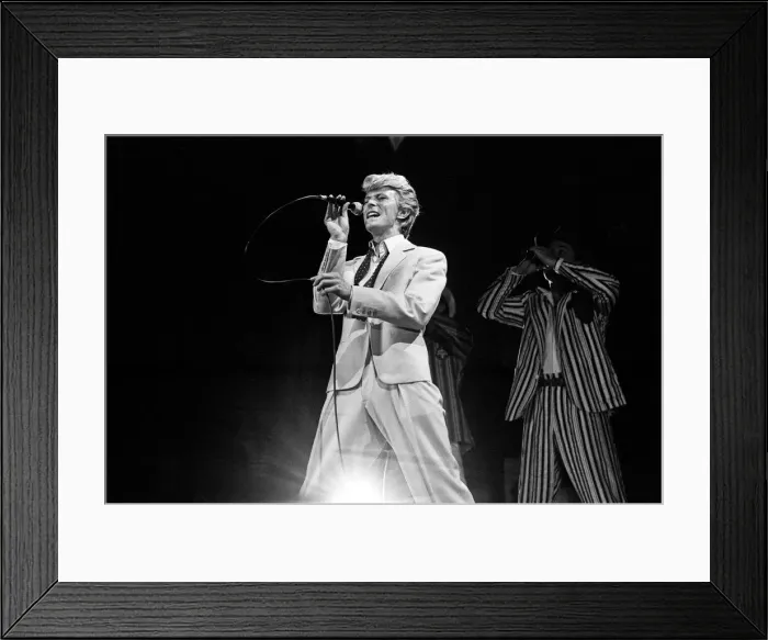 Framed Print : David Bowie performing at the NEC, Birmingham. Serious Moonlight Tour. 5th June 1983 Framed Print : David Bowie performing at the NEC, Birmingham. Serious Moonlight Tour. 5th June 1983
